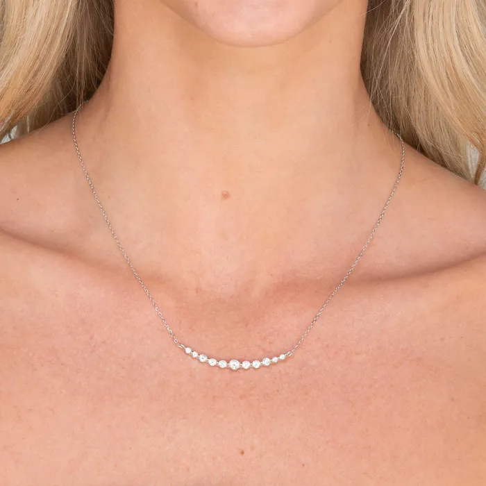 Necklaces Camile Stone Smile Curved Bar Moissanite Necklace 10 Carat