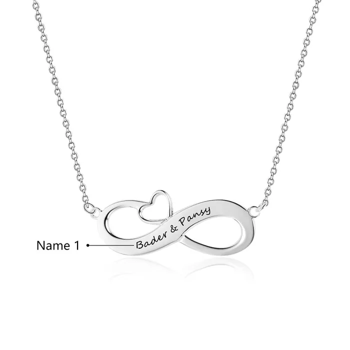 Necklaces customjewelryan Personalized 925 Sterling Silver Necklace Infinity HeartShaped Pendant Custom Names Christmas Gift