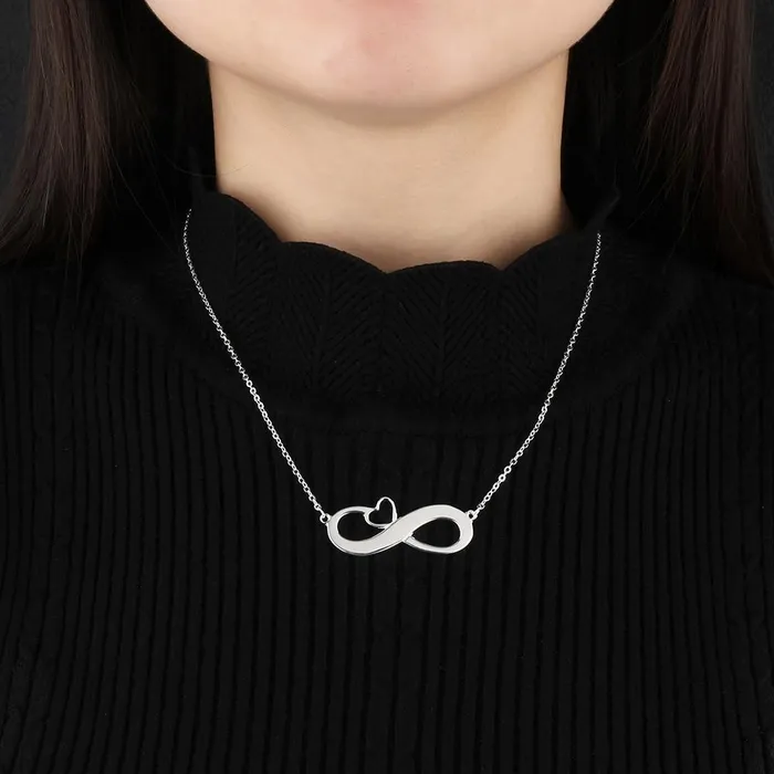 Necklaces customjewelryan Personalized 925 Sterling Silver Necklace Infinity HeartShaped Pendant Custom Names Christmas Gift