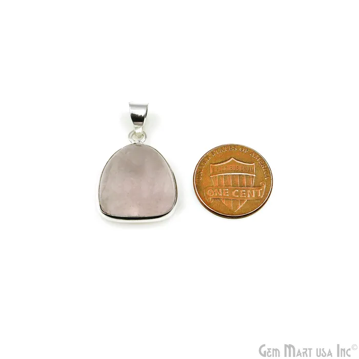 Necklaces GemMartUSA Rose Quartz Gemstone Triangle 24x19mm Sterling Silver Necklace Pendant 1PC