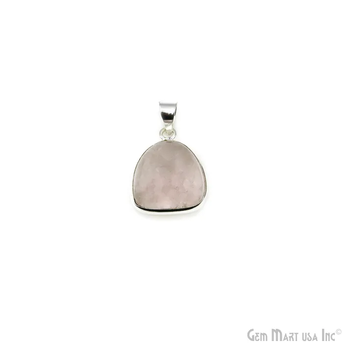 Necklaces GemMartUSA Rose Quartz Gemstone Triangle 24x19mm Sterling Silver Necklace Pendant 1PC