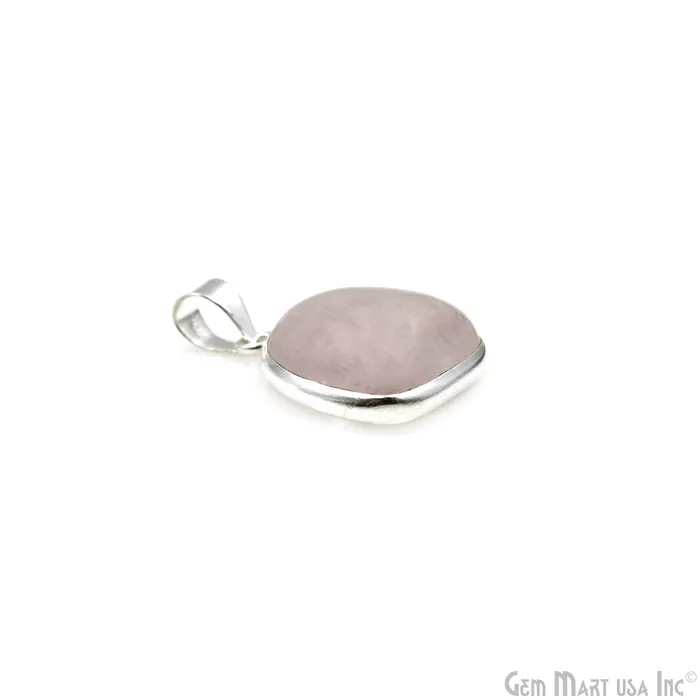 Necklaces GemMartUSA Rose Quartz Gemstone Triangle 24x19mm Sterling Silver Necklace Pendant 1PC