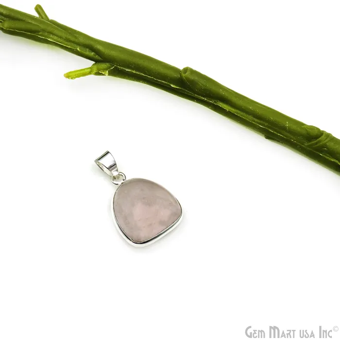 Necklaces GemMartUSA Rose Quartz Gemstone Triangle 24x19mm Sterling Silver Necklace Pendant 1PC