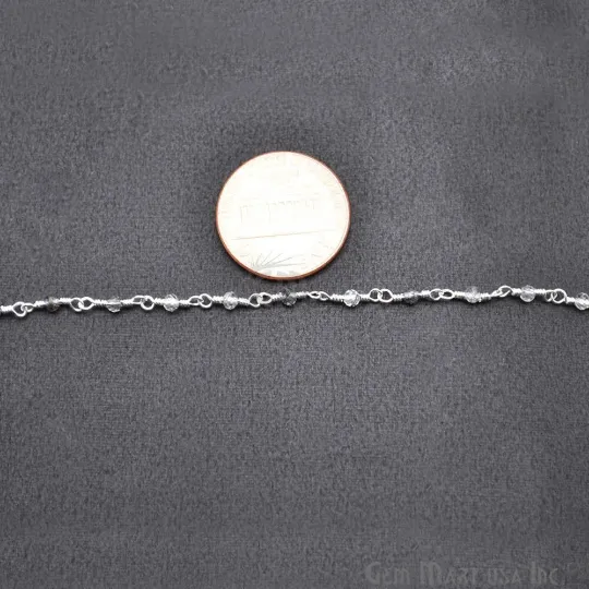 Necklaces GemMartUSA Rutilated Beaded Silver Plated Wire Wrapped Rosary Chain Necklaces GemMartUSA Rutilated Beaded Silver Plated Wire Wrapped Rosary Chain