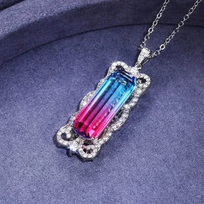 Necklaces Minx London Womens Necklace Aquamarine Diamond Necklace Blue Diamond Pendant Pink Diamond Pendant Pink Diamond Necklace Rectangle Necklace