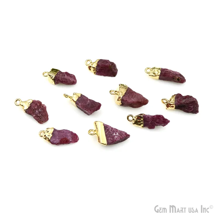 Necklaces Rough Gemstone Necklace Pendant 20x12mm Single Bail Raw Free From Gold Electroplated Gemstone GemMartUSA Necklaces Rough Gemstone Necklace Pendant 20x12mm Single Bail Raw Free From Gold Electroplated Gemstone GemMartUSA