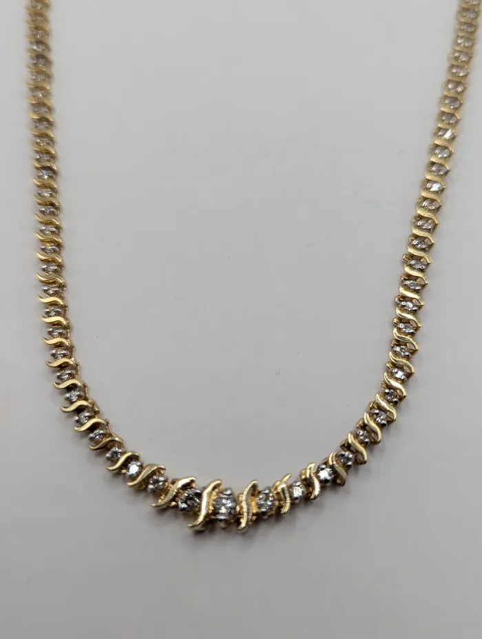 Necklaces SJL Co 14k Ladies 17 25CTW Diamond ProngSet Tennis Necklace SI3 IJ Color 158g Preowned item 391414