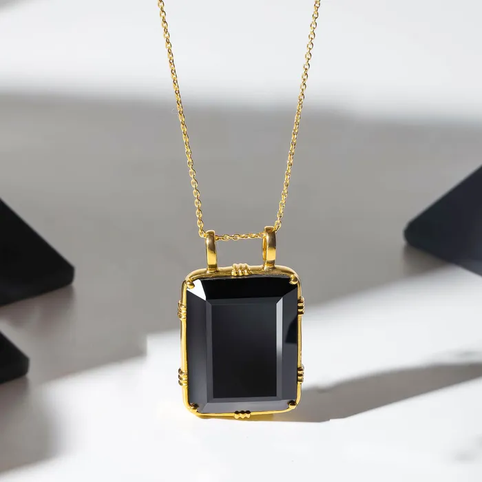 Necklaces YoTreasure Black Onyx Necklace 14kt Gold Over Silver Chain Pendant Necklace Jewelry