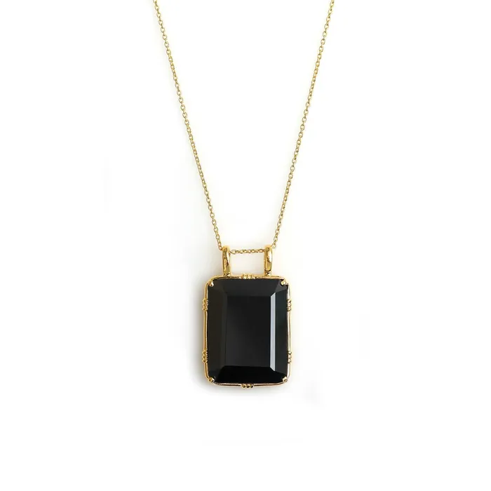 Necklaces YoTreasure Black Onyx Necklace 14kt Gold Over Silver Chain Pendant Necklace Jewelry