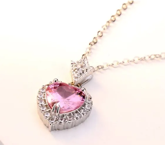 Pink Diamond Heart Necklace Heart Necklace with Diamonds Diamond Heart Pendant Pink Diamond Necklace Lab Diamonds London Necklaces