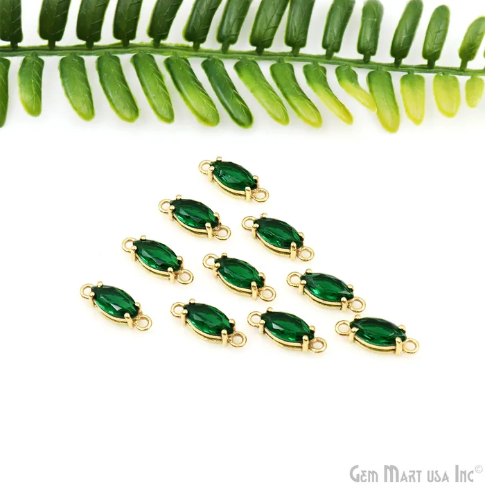 PreStyled Sets GemMartUSA Marquise 6x12mm Prong Gold Plated Double Bail Connector