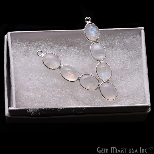 Rings DIY Rainbow Moonstone 39x38mm Silver Plated Chandelier Finding Component GemMartUSA