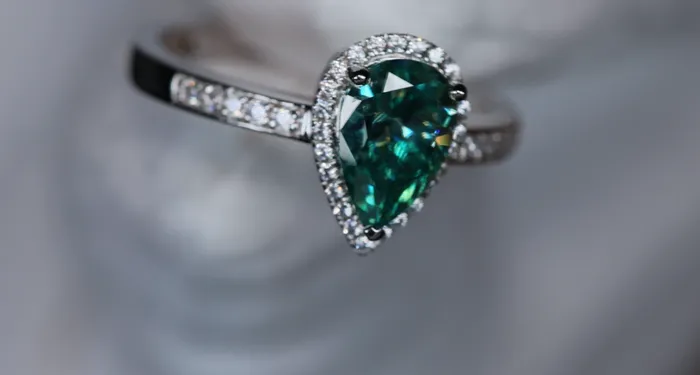 Rings Green Moissanite Diamond Ring Womens Green Pear Cut Moissanite Diamond Ring Lab Diamonds London
