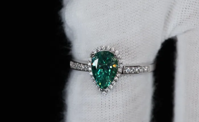 Rings Green Moissanite Diamond Ring Womens Green Pear Cut Moissanite Diamond Ring Lab Diamonds London