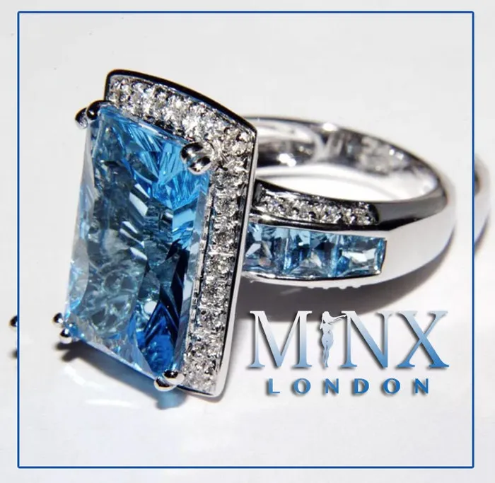 Rings Minx London Big Ring Big Diamond Ring Womens Statement Ring Aquamarine Engagement Ring Blue Diamond Ring Blue Tourmaline Ring Blue Gemstone