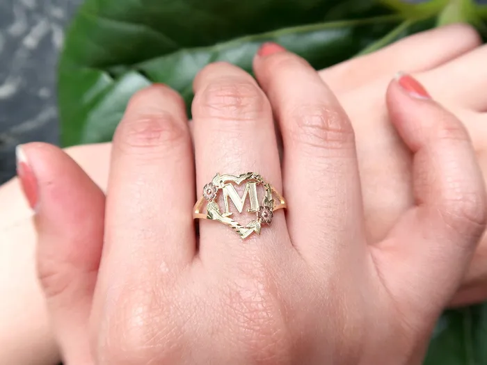 Rings My Jewelry Plaza 10K Gold Flower Heart Initial Ring AZ Yellow Rose Gold Letter Ring Alphabet Ring Real Gold Initial Ring Rings My Jewelry Plaza 10K Gold Flower Heart Initial Ring AZ Yellow Rose Gold Letter Ring Alphabet Ring Real Gold Initial Ring
