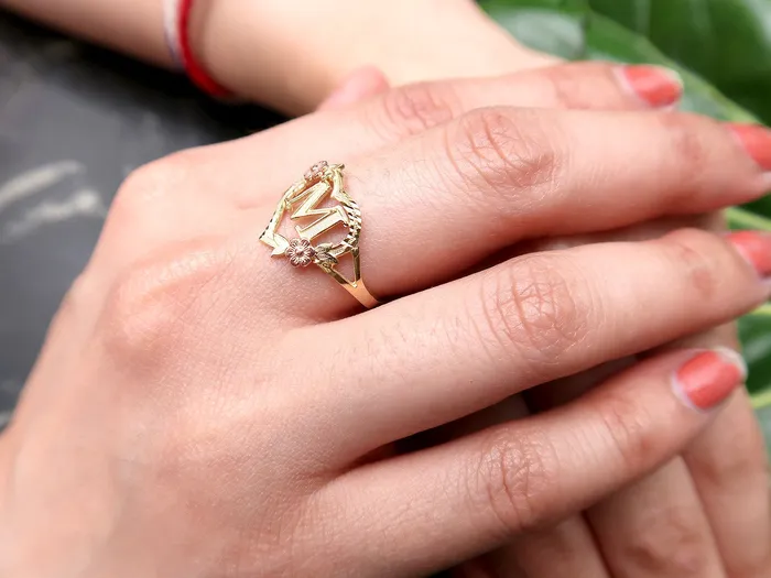 Rings My Jewelry Plaza 10K Gold Flower Heart Initial Ring AZ Yellow Rose Gold Letter Ring Alphabet Ring Real Gold Initial Ring Rings My Jewelry Plaza 10K Gold Flower Heart Initial Ring AZ Yellow Rose Gold Letter Ring Alphabet Ring Real Gold Initial Ring