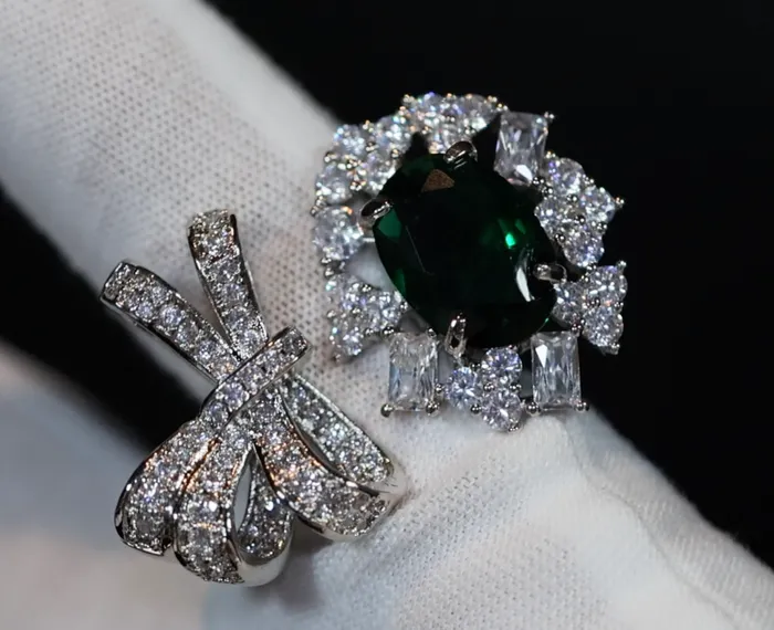 Rings Oval Green Diamond Ring Green Emerald Ring Diamond Ribbon Ring Lab Diamonds London