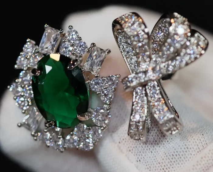 Rings Oval Green Diamond Ring Green Emerald Ring Diamond Ribbon Ring Lab Diamonds London