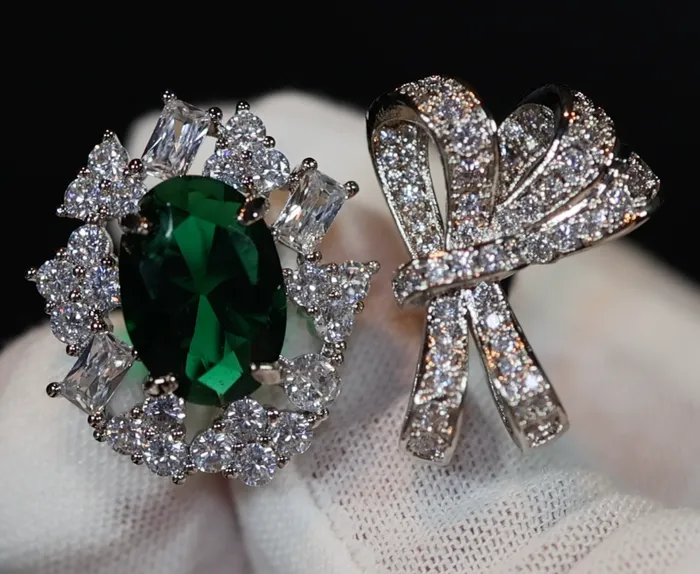 Rings Oval Green Diamond Ring Green Emerald Ring Diamond Ribbon Ring Lab Diamonds London