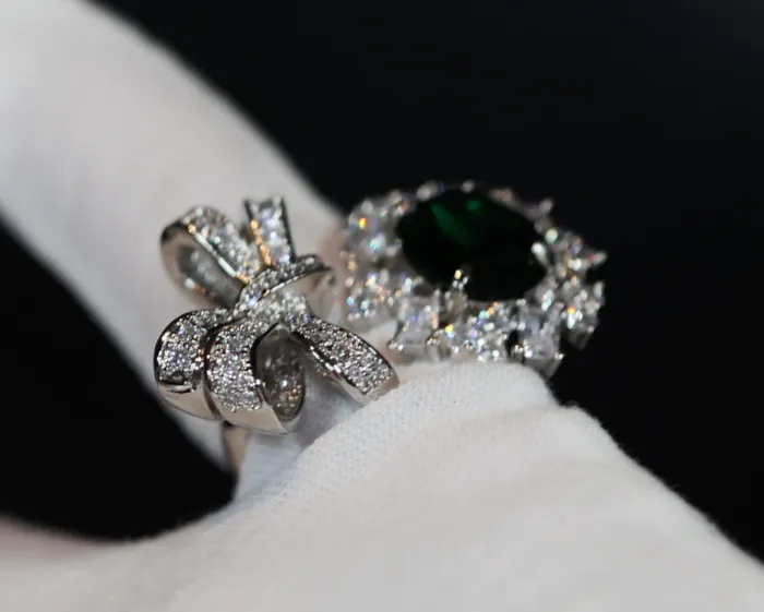 Rings Oval Green Diamond Ring Green Emerald Ring Diamond Ribbon Ring Lab Diamonds London