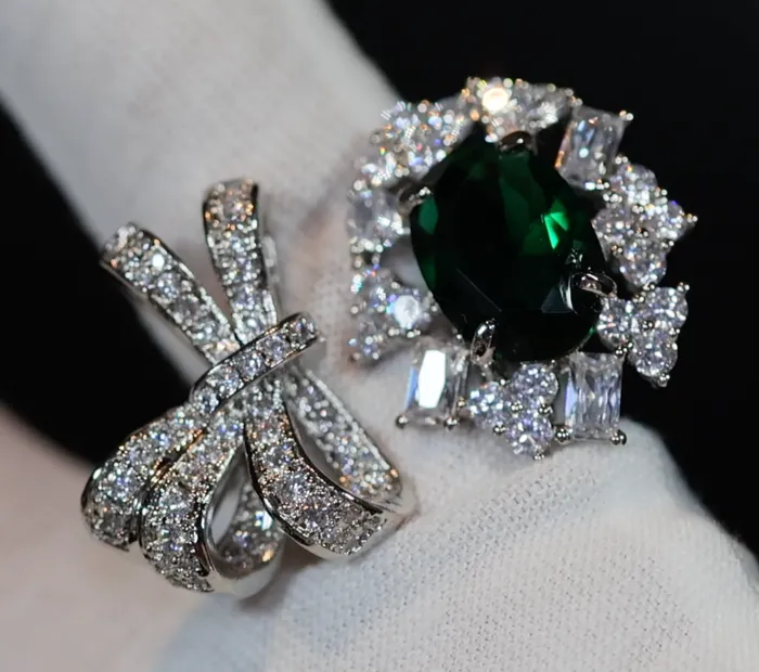 Rings Oval Green Diamond Ring Green Emerald Ring Diamond Ribbon Ring Lab Diamonds London