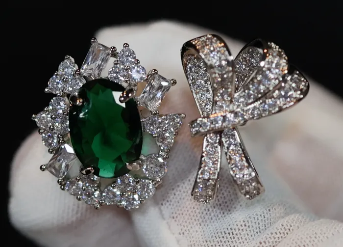 Rings Oval Green Diamond Ring Green Emerald Ring Diamond Ribbon Ring Lab Diamonds London
