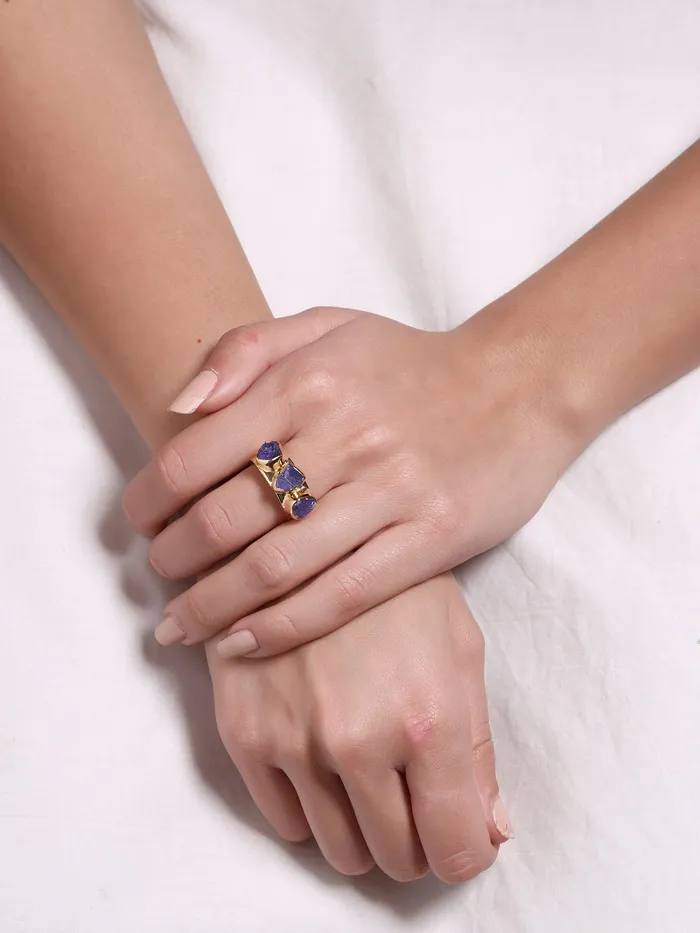 Rings Rough Tanzanite Solid 925 Sterling Silver Gold Plated Ring Jewelry YoTreasure Rings Rough Tanzanite Solid 925 Sterling Silver Gold Plated Ring Jewelry YoTreasure