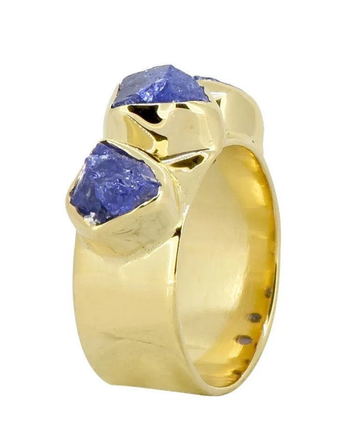 Rings Rough Tanzanite Solid 925 Sterling Silver Gold Plated Ring Jewelry YoTreasure Rings Rough Tanzanite Solid 925 Sterling Silver Gold Plated Ring Jewelry YoTreasure