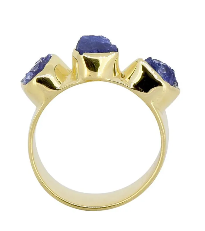 Rings Rough Tanzanite Solid 925 Sterling Silver Gold Plated Ring Jewelry YoTreasure Rings Rough Tanzanite Solid 925 Sterling Silver Gold Plated Ring Jewelry YoTreasure
