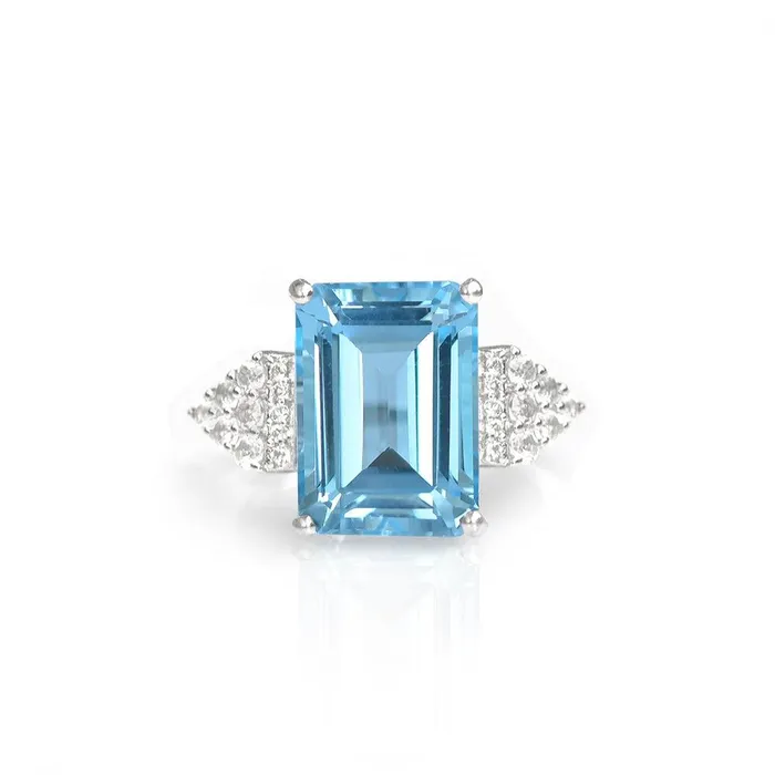 Rings YoTreasure 895 Ct Blue Topaz Solid 925 Sterling Silver Designer Ring Jewelry Rings YoTreasure 895 Ct Blue Topaz Solid 925 Sterling Silver Designer Ring Jewelry