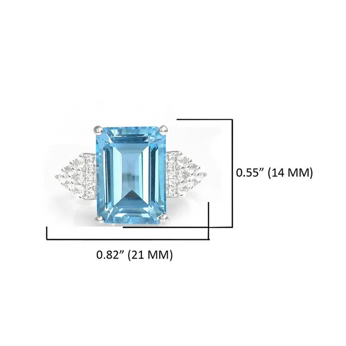 Rings YoTreasure 895 Ct Blue Topaz Solid 925 Sterling Silver Designer Ring Jewelry