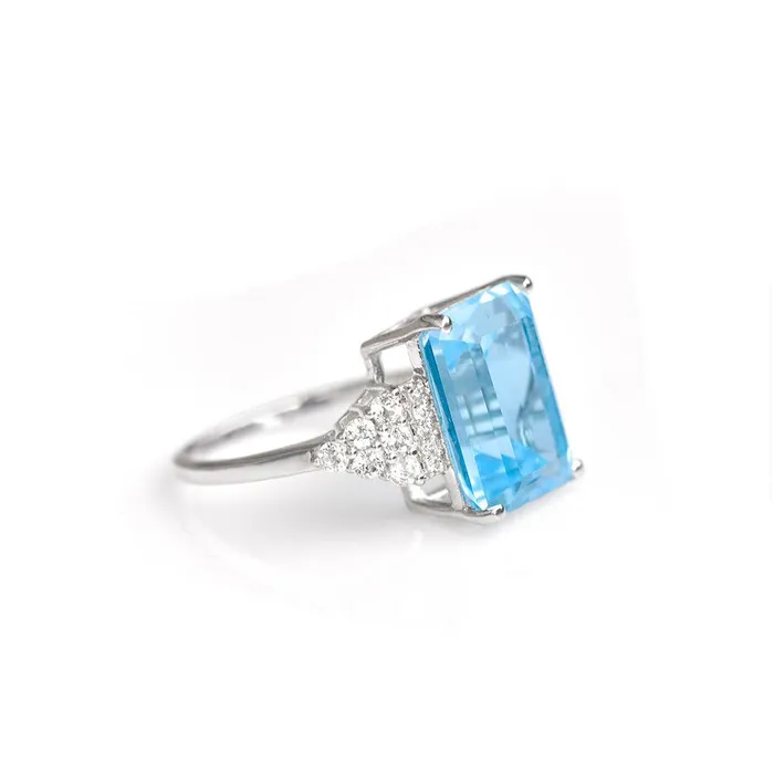 Rings YoTreasure 895 Ct Blue Topaz Solid 925 Sterling Silver Designer Ring Jewelry