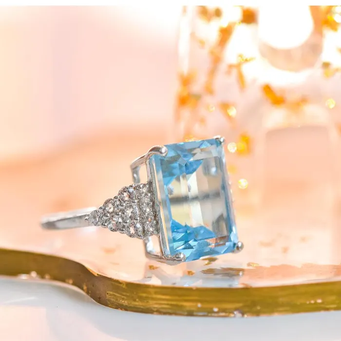 Rings YoTreasure 895 Ct Blue Topaz Solid 925 Sterling Silver Designer Ring Jewelry