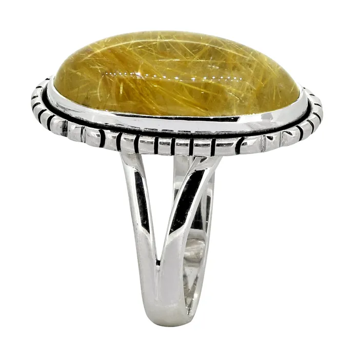 Rings YoTreasure Golden Rutile 925 Sterling Silver Statement Ring Rings YoTreasure Golden Rutile 925 Sterling Silver Statement Ring