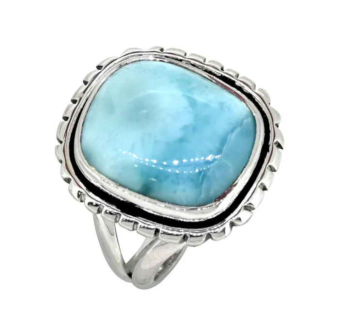 Rings YoTreasure Natural Larimar Ring Solid 925 Sterling Silver Gemstone Jewelry Rings YoTreasure Natural Larimar Ring Solid 925 Sterling Silver Gemstone Jewelry