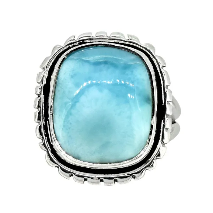 Rings YoTreasure Natural Larimar Ring Solid 925 Sterling Silver Gemstone Jewelry