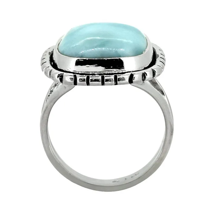 Rings YoTreasure Natural Larimar Ring Solid 925 Sterling Silver Gemstone Jewelry