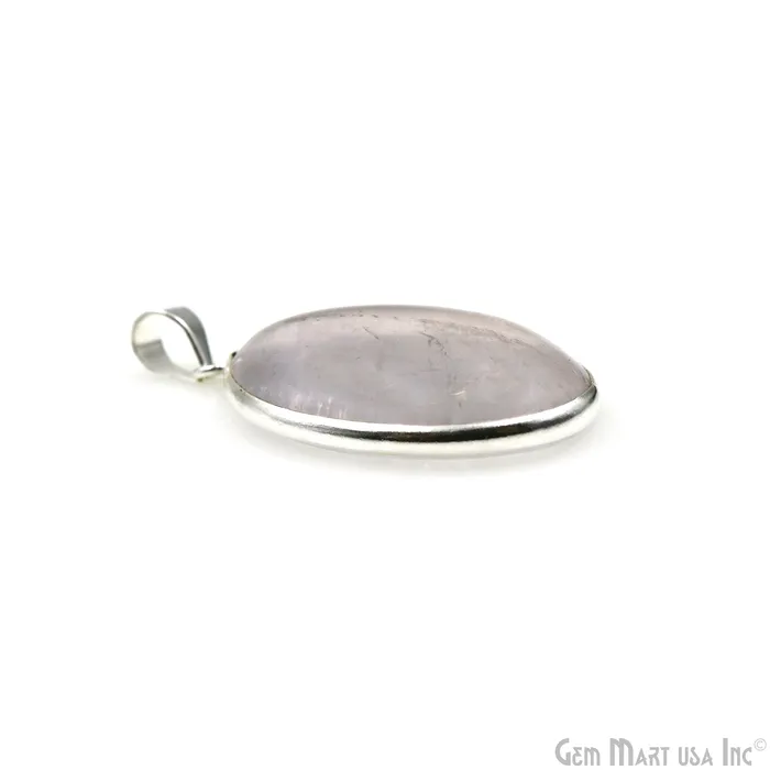 Rose Quartz Gemstone Oval 38x23mm Sterling Silver Necklace Pendant 1PC GemMartUSA Necklaces