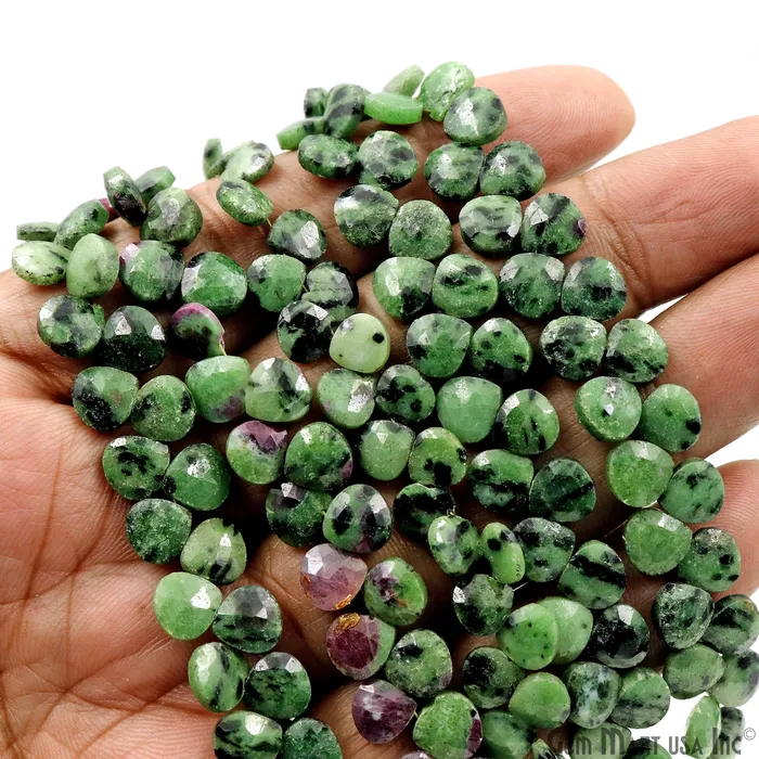 Ruby Zoisite Heart Beads 7 Inch Gemstone Strands Drilled Strung Briolette Beads Heart Shape 7mm GemMartUSA Necklaces
