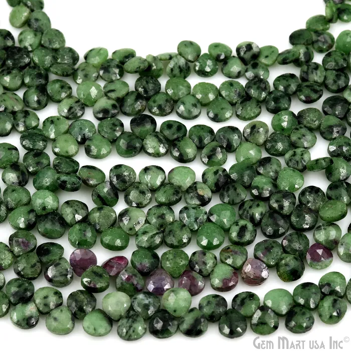 Ruby Zoisite Heart Beads 7 Inch Gemstone Strands Drilled Strung Briolette Beads Heart Shape 7mm GemMartUSA Necklaces