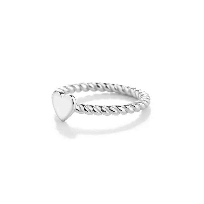 Sterling Silver Girls Twisted Rope Ring with Silver Heart Cherished Moments Jewelry Rings