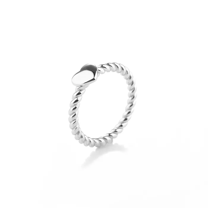 Sterling Silver Girls Twisted Rope Ring with Silver Heart Cherished Moments Jewelry Rings