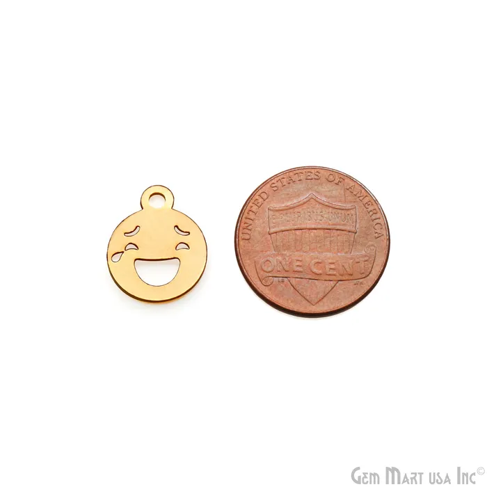 Tears Of Joy Emoji Shape Laser Finding Gold Plated 148x12mm Charm For Bracelets Pendants GemMartUSA Charm Necklaces