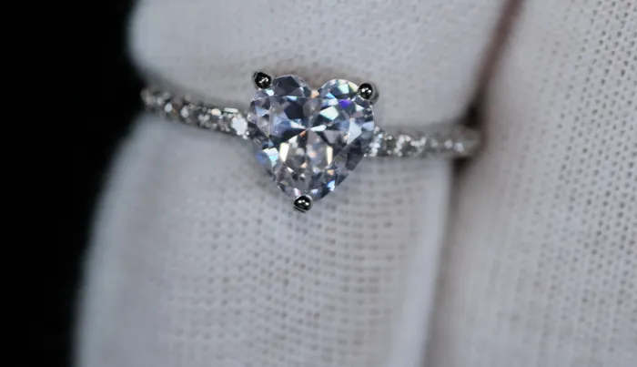 Womens Diamond Heart Ring Silver Heart Cut Diamond Ring Lab Diamonds London Rings