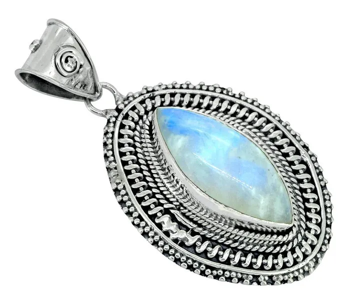 YoTreasure Necklaces Moonstone Solid 925 Sterling Silver Chain Pendant Gift18