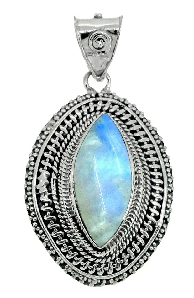 YoTreasure Necklaces Moonstone Solid 925 Sterling Silver Chain Pendant Gift18