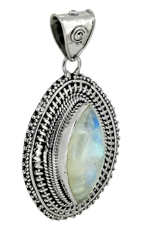 YoTreasure Necklaces Moonstone Solid 925 Sterling Silver Chain Pendant Gift18