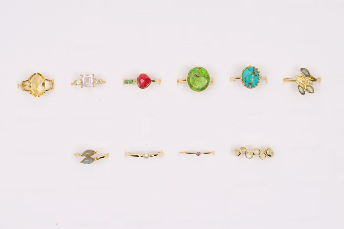 YoTreasure PreStyled Sets Wholesale Gold Plated Rings Assorted Gemstones Sizes YoTreasure PreStyled Sets Wholesale Gold Plated Rings Assorted Gemstones Sizes