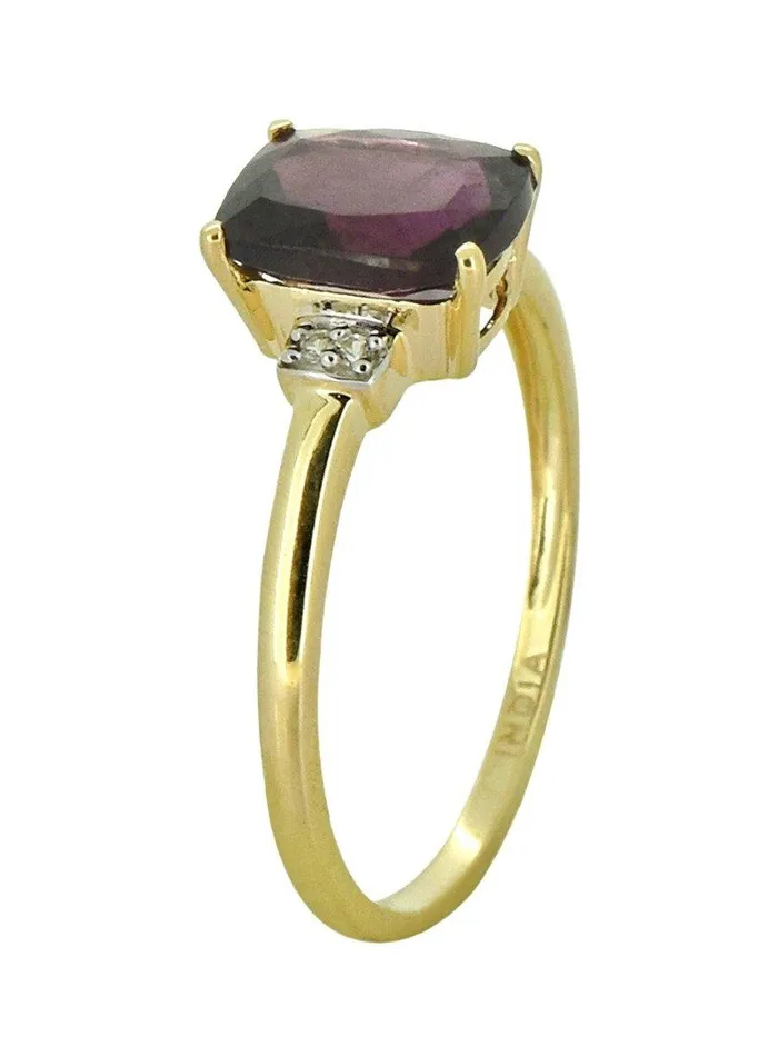 YoTreasure Rings 152 Ct Rhodolite Garnet White Topaz Solid 10k Yellow Gold Ring Jewelry